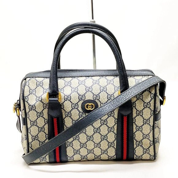 Gucci Shoulder Bag Sherry Line Navy Blue PVC 348-070325 - Picture 1 of 13